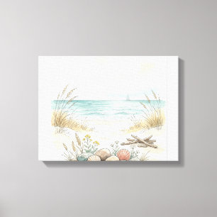 Lienzo Serenidad Costera de Verano – Conchas de Playa Dib