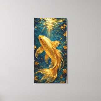 Lienzo Serenidad de Koi Dorado | Oro de Lujo Bajo el Agua