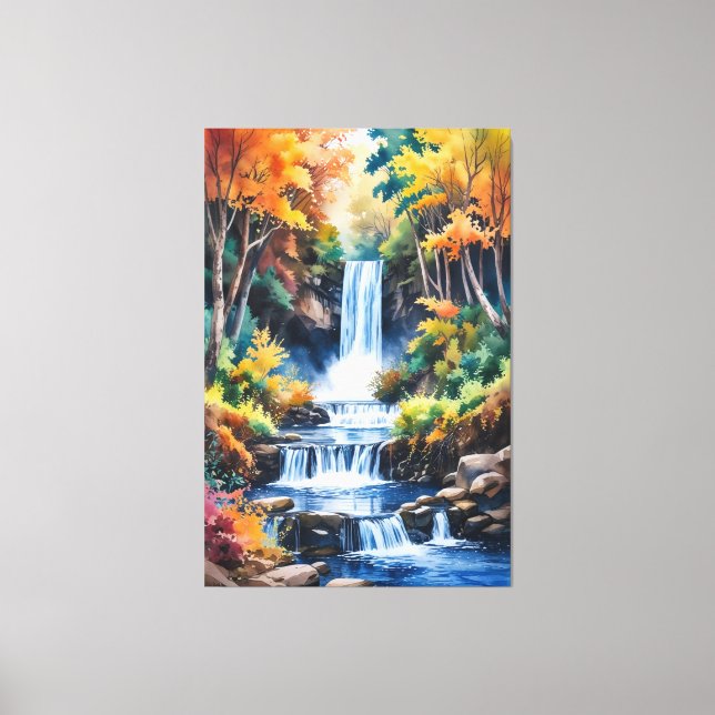 Lienzo Serenidad de las Cascadas de Otoño - Paisaje acuát (Anverso)