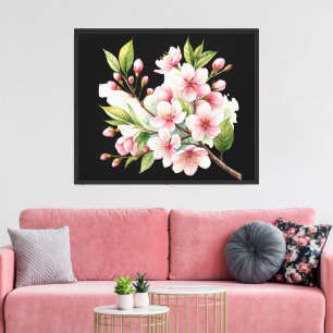 Lienzo Serenidad de Medianoche: La Rama de Sakura en Flor