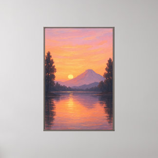 Lienzo Serenidad del atardecer sobre el lago de montaña