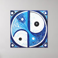 Serenidad Geométrica: Yin Yang azul y blanco