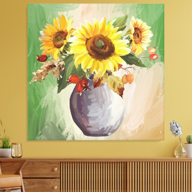 Lienzo Serenidad iluminada con el sol: girasoles en flor (Insitu (Sala de estar))