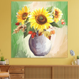 Lienzo Serenidad iluminada por el sol: girasoles en flor