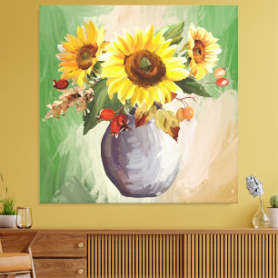 Lienzo Serenidad iluminada por el sol: girasoles en flor