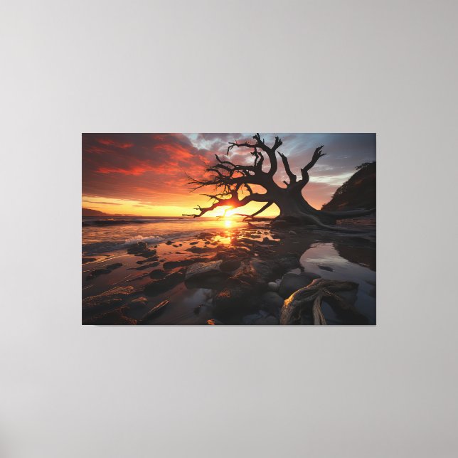 Lienzo Serenidad radiante del atardecer - Desi de paisaje (Anverso)