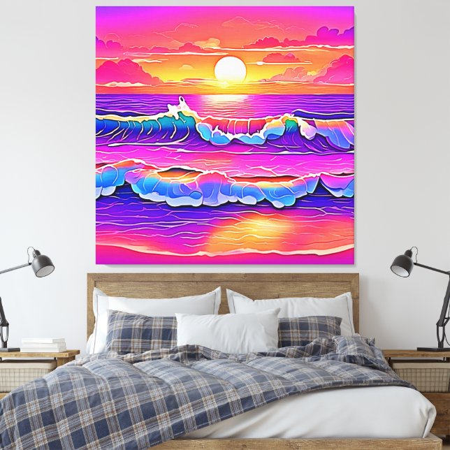 Lienzo Serenidad Retro Wave Sunset (Insitu(Dormitorio))