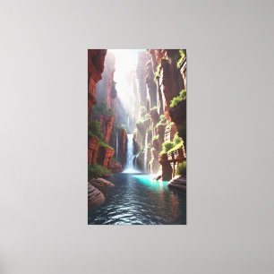 Lienzo Serenity Falls: Escape Majestuoso del Cañón