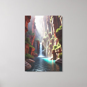 Lienzo Serenity Falls: Escape Majestuoso del Cañón