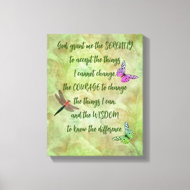Lienzo Serenity Prayer Butterfly Inspirador (Anverso)
