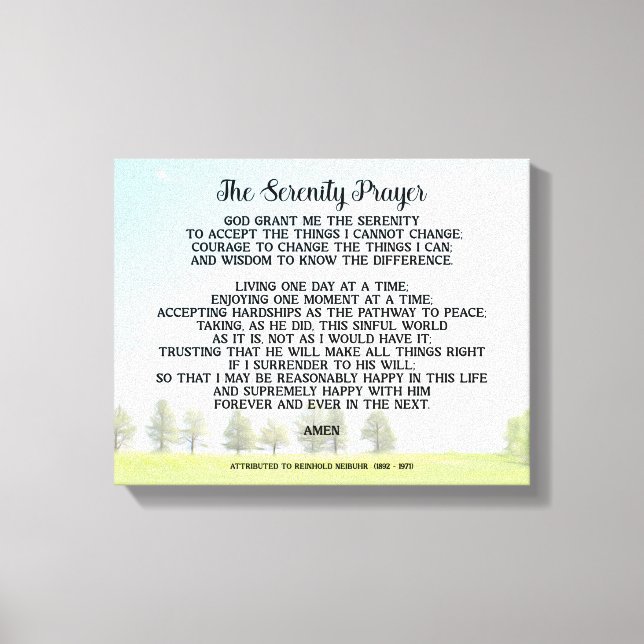 Lienzo Serenity Prayer On Peaceful Landscape Art  (Anverso)
