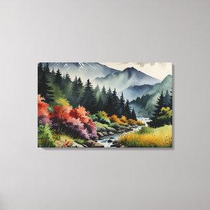 Lienzo Sereno paisaje montañoso japonés