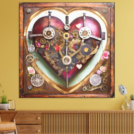 Lienzo Serie Steampunk Corazón Rojo Buff