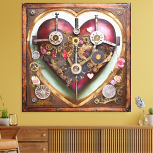 Lienzo Serie Steampunk Corazón Rojo Buff