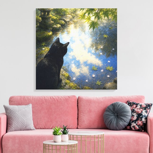 Lienzo series_4_10｜Garden Puddle Reflection Cat Square (Insitu (Sala de estar))