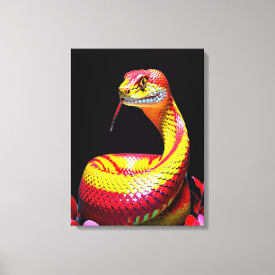 Lienzo Serpiente Cobra con escalas rojas y amarillas vibr