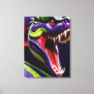 Lienzo Serpiente Cobra con escalas vibrantes verdes y vio