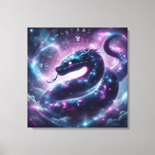 Lienzo Serpiente Cósmica Zodíaco Galaxia Astrología