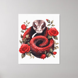 Lienzo Serpiente Envuelta En Rosas