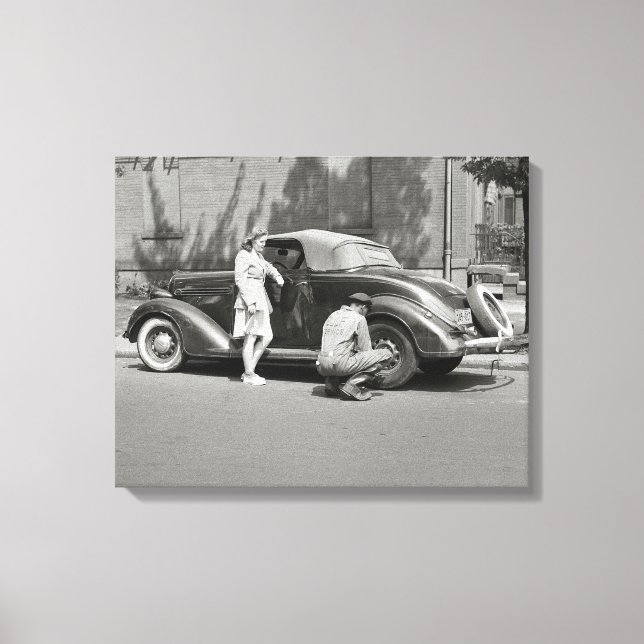 Lienzo Servicio de reparación de automóviles, 1942 (Anverso)