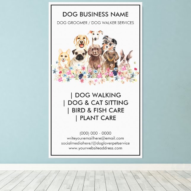 Lienzo Servicios de cuidado de mascotas para visitas a do (Insitu (piso de madera))