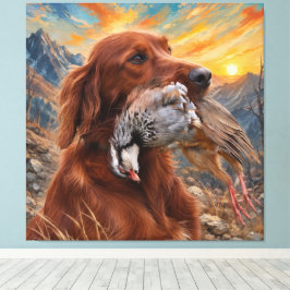 Lienzo Setter Irlandés con Perdiz Chucar ,Arte