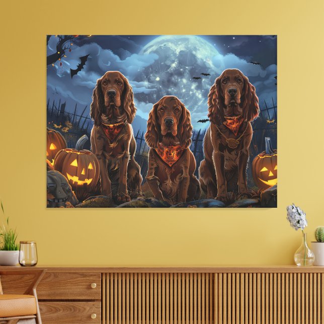 Lienzo Setter Rojo Irlandés Halloween Espeluznante (Insitu (Sala de estar))