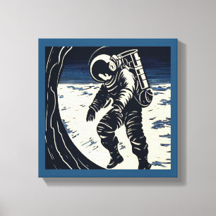 Lienzo SF - Astronauta en caminata espacial Grabado en ma