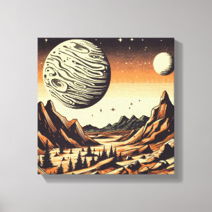 Lienzo SF Mars Landscape Woodcut 1
