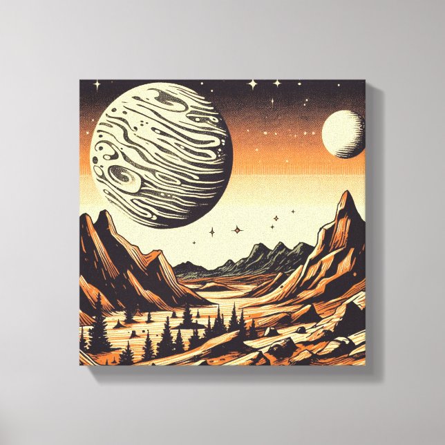 Lienzo SF Mars Landscape Woodcut 1 (Anverso)