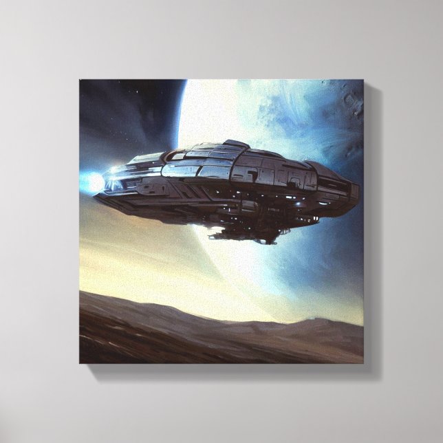 Lienzo SF Orbiting Spaceship 2 (Anverso)