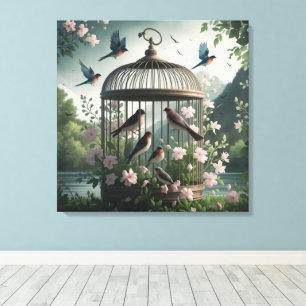 Lienzo Shabby Chic Birdcage Canvas Art