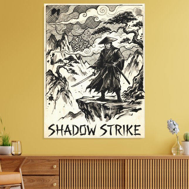 Lienzo Shadow Strike Samurai Ink Art Canvas Print (Insitu (Sala de estar))