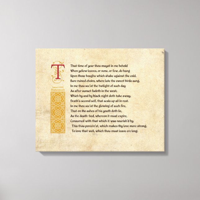 Lienzo Shakespeare Sonnet 73(LXXIII) sobre pergamino (Anverso)