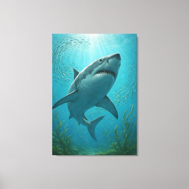 Lienzo Shark and Small Fish Underwater Scene (Anverso)