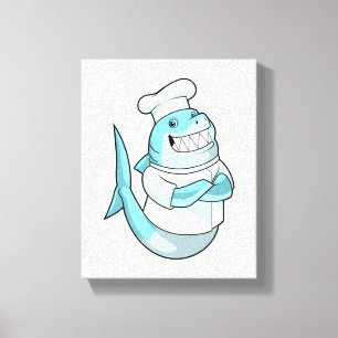 Lienzo Shark as Chef with Cooking apron