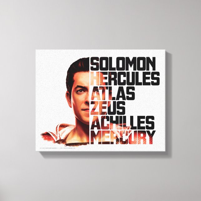 Lienzo ¡SHAZAM! | Gráfico de Acrónimo de Shazam Closeup (Anverso)