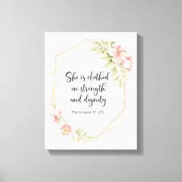 Lienzo She Is Clothed in Strength and Dignity Pink