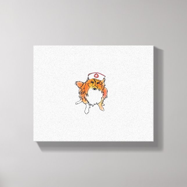 Lienzo Sheltie Dog en Gorra de enfermería - animalsinhats (Anverso)