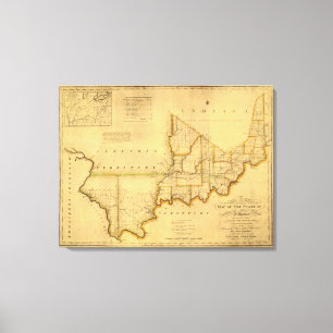 Lienzo Shelton y el mapa de Kensett del estado de Indiana