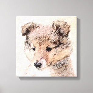 Lienzo Shetland Sheepdog Puppy Pintura Original Perro Art