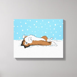 Lienzo Shetland Sheepdog Snow Dog Sheltie Vacaciones de i