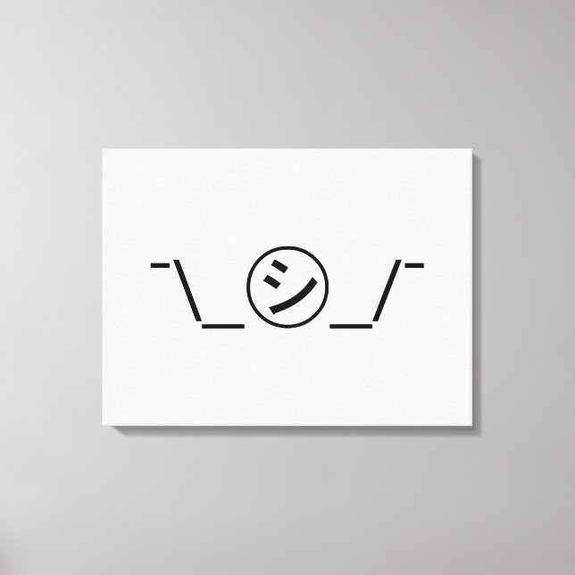 Lienzo Shi Kana Shrug Emoticon ¯\_ ㋛_/ Ø Kaomoji japonés (Anverso)