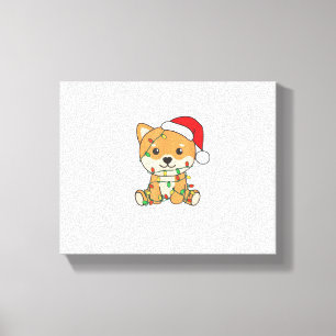 Lienzo Shiba Inu Feliz Navidad de Perros de Navidad