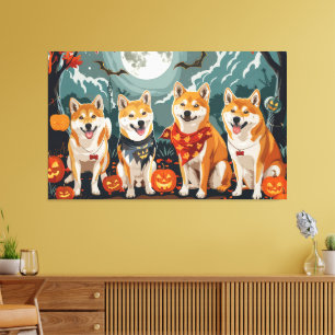 Lienzo Shiba Inu Halloween Espeluznante