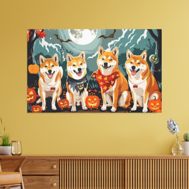 Lienzo Shiba Inu Halloween Espeluznante (Insitu (Sala de estar))
