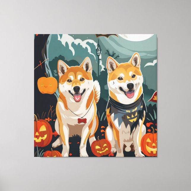Lienzo Shiba Inu Halloween Spooky (Anverso)