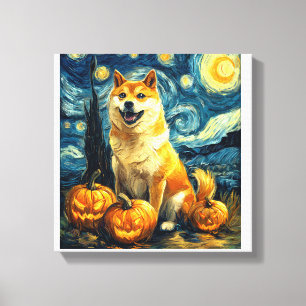 Lienzo Shiba Inu Perro Lindo Halloween Jack O Linterna Ca