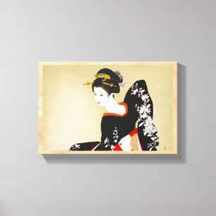 Lienzo Shimura Tatsumi dos temas de mujeres japonesas