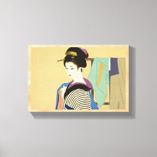 Lienzo Shimura Tatsumi dos temas de mujeres japonesas